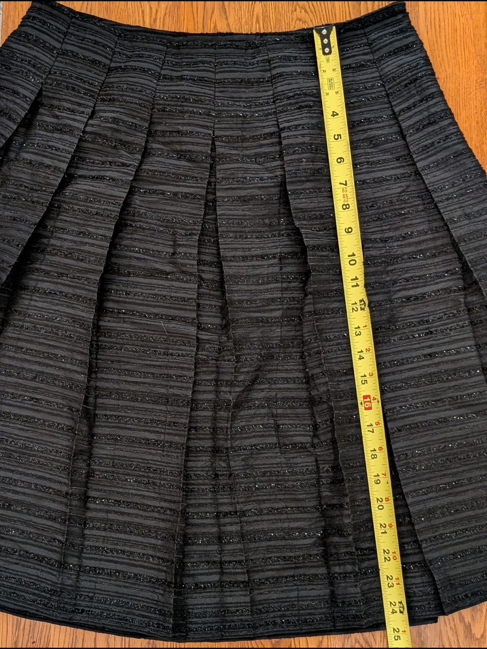 Talbot's Black Pleated Textured Shimmer A Line Knee Length Skirt - Picture 10 of 11